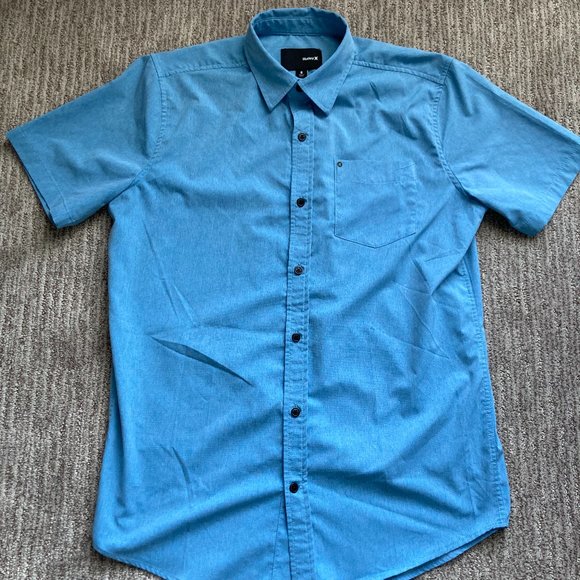 Hurley Other - Men's Small Hurley Button Up Short sleeve Woven Shirt Nike Dri-Fit Blue